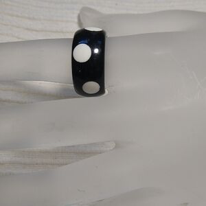 Resin Black and White Polka Dot Ring